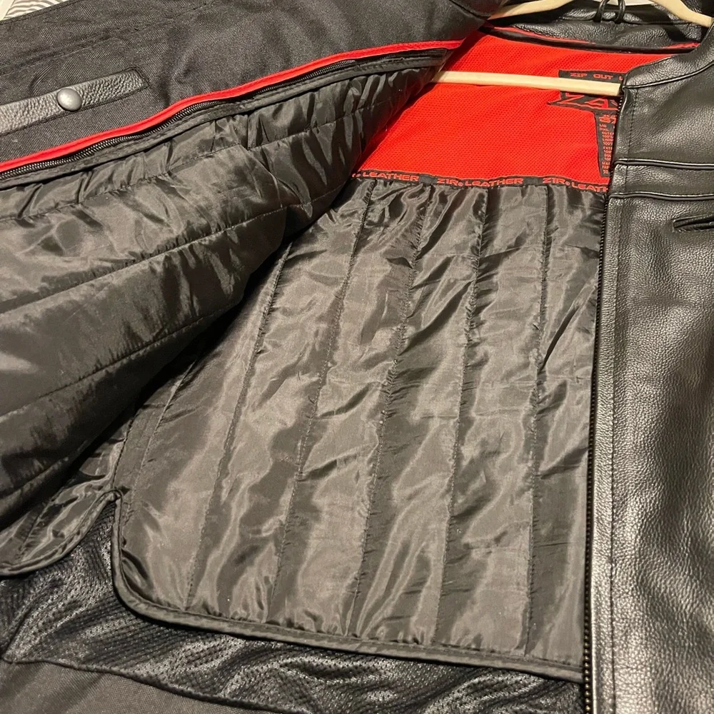 ZIR LEATHER MOTORCYCLE JACKET 3X - Picture 5 of 12